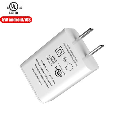 China MOBILE PHONE/SMART WATCH USB 5V 1A Fast Charger UL Certified Mobile Wall Charger 5W USB A Travel Adapter for blooth earphone for sale