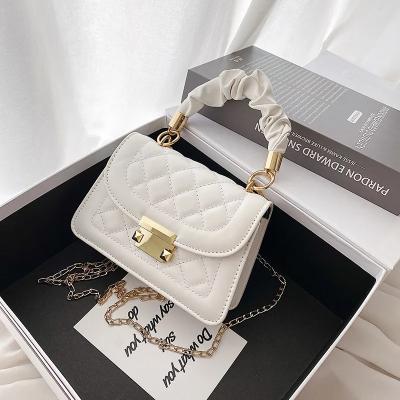 China Wholesale Fashion PU Ladies Handbag \ Korean Comfortable \ Durable Diamond Lattice Shoulder Small Bag Women Messenger Small Square Chain Handbag for sale