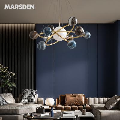 China MARSDEN Modern Amber Glass Bubble Living Room Villa Lobby Pendant Corner Decorate Chandelier for sale