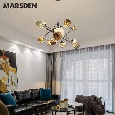 China Modern Modern Amber Globe Ball Decoration Kid Living Room Bedroom Chandelier Black Star Glass Planet Led Pendant Lights for sale