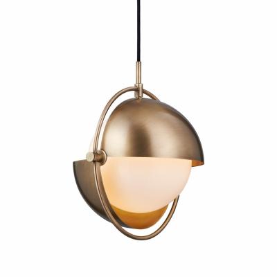 China Modern Nordic Luxury Copper Led Ball Pendant Light Brass White Glass Decor Globe Pendant Lamp for sale