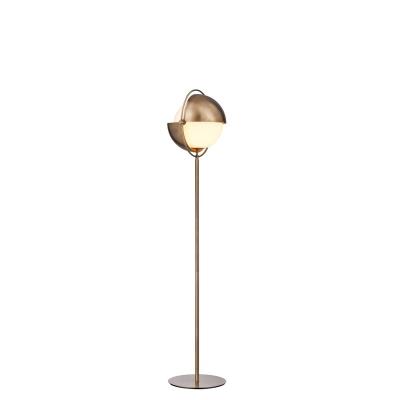 China Modern Nordic Vintage Gold Standing Lamp Retro Brass Copper White Glass Floor E27 Hotel Home Villa Light for sale