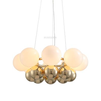 China Modern MARSDEN Gold Brass Glass Bubble Chandelier Lamp Modern Living Room Home Decor Chandelier for sale