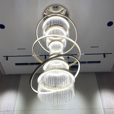 China MARSDEN Modern Double Height Luxury Decorate Europe Modern Chandelier Stairwell LED Glass Long Chandelier for sale