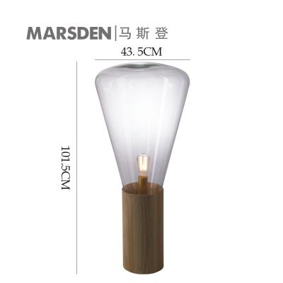 China MARSDEN Europe Style Modern Bedroom Low Standing Glass Wooden Floor Lighting Wooden Floor Lamp Led Floor Lamps for sale