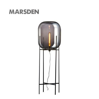 China Modern MARSDEN LED Style Floor Lamp Art Black Floor Lamp Stand Simple Modern Glass-Metal Floor Led Lamp for sale