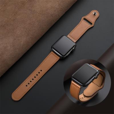 China Hot Sale Adjustable Watch Band 40mm 44mm Genuine Leather Watch Band Strap For Apple Watch Series 1 Se 2 3 45 6 for sale