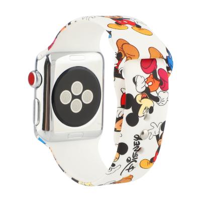 China Mickey For Cartoon Silicone Apple Watch Band Mouse Band Buckle Adjustable Watchband 40mm 44mm for sale