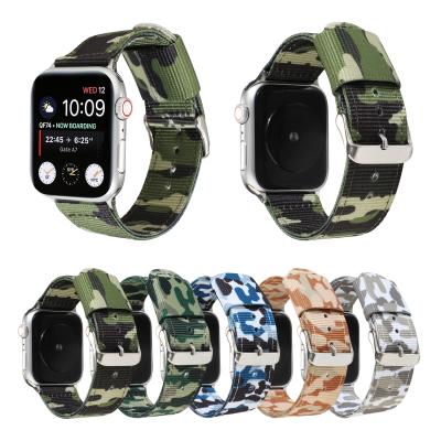 China Canvas Watch Band Adjustable Camouflage Woven Replacement Sports Wrist Strap For Apple Watch Band 38mm Nylon 42mm for sale