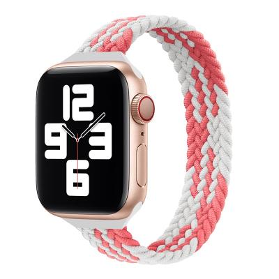 China Fashion Sports Replacement Apple Watch Strap 44 Elastic 7 Loop Nylon Braided Single Apple Watch Band Rose Gold for sale