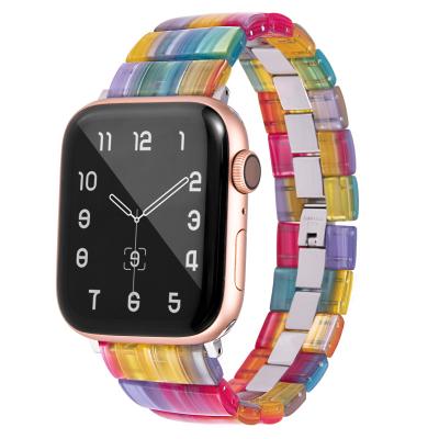 China Adjustable Watchband Women's Men For Apple Watch Series 5 6 Smooth Series 5 Stainless Steel Fashion Resin Strap Metal Buckle 4 3 2 1 for sale