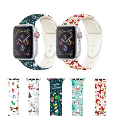 China Christmas Gift Adjustable Silicone Iwatch Band Strap 38mm 42mm For Apple Watch Band Strap for sale