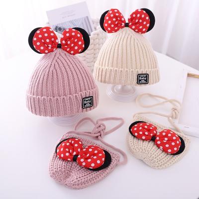 China Winter New Children's Cute Cartoon Soft Wool Butterfly Baby Hat Large Baby Knitted Hat Warm Beanie Knitting Hat for sale