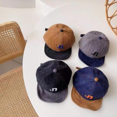 China Unisex Color Matching COMMON Corduroy Baseball Hat Fall And Winter 2021 New Short Adjustable Hats Trend Personality Flat Brimmed Hats for sale