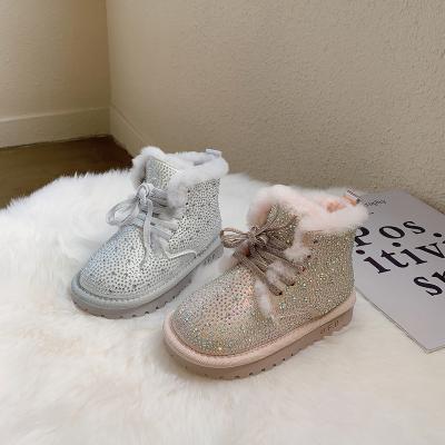 China HOT SALE girls' rhinestone flat blingbling warm children's snow boots new children's snow fashion winter TRENDY shiny boots 2021 for sale