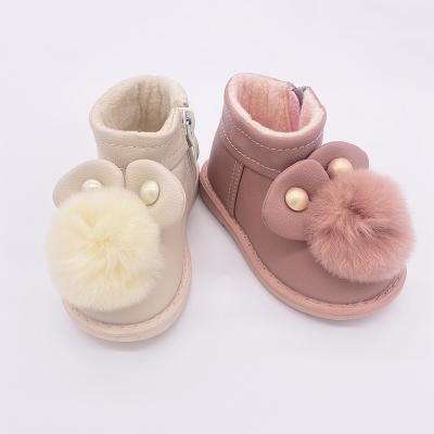 China Baby girls boutique fluffy children's winter indoor snow boots plush style cute rabbit thermal cute decoration for sale