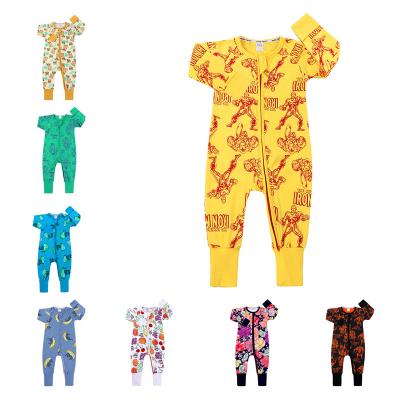 China New popular long sleeve baby cartoons zipper romper spring and autumn lovely long sleeve cotton baby printed infant romper for sale