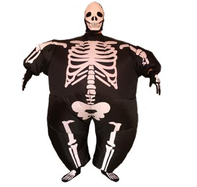 China Wholesale Waterproof Funny Inflatable Blow Up Adult Costume Halloween Skeleton Costume for sale