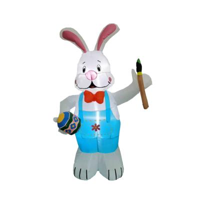 China Reusing 5Ft Wholesale Mini Easter Yard Decorative Gnome Outdoor Garden Airblowen Inflatables Toys Painter White Rabbits Easter Bunny for sale