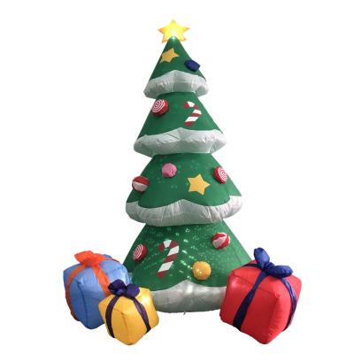 China Reusable Christmas Party Lawn Yard Garden Indoor Outdoor Home Decorations Build In Led Lights Gift Box Christmas Inflatable Tree for sale