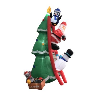 China Colorful Yard Mall Xmas Tree Customized Indoor Animals Penguin Santa Hat Present Ball Decorations Inflatable With Light for sale