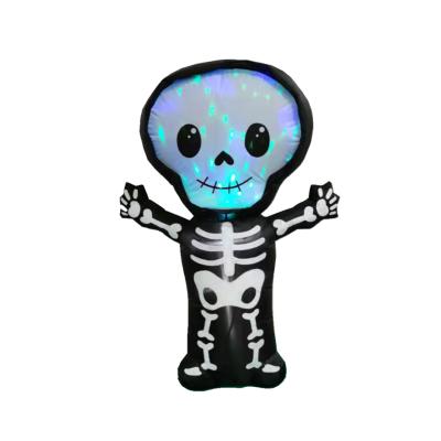 China Customized Designed Black Skeleton Waterproof Ghost Led Lighted Home Outdoor Indoor Garden Lawn Decoration 1.2m Halloween Inflatable Skull for sale