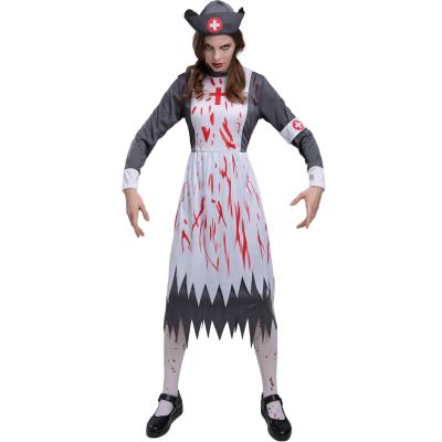 China Wholesale Polyester Halloween Costume Cosplay Party Women Doctor Nurse Nude Dress Blood Scary Costume for sale