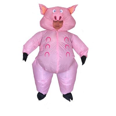 China Wholesale Halloween Waterproof Adult Inflatable Costume Mascot Costume Pink Pig Costume for sale