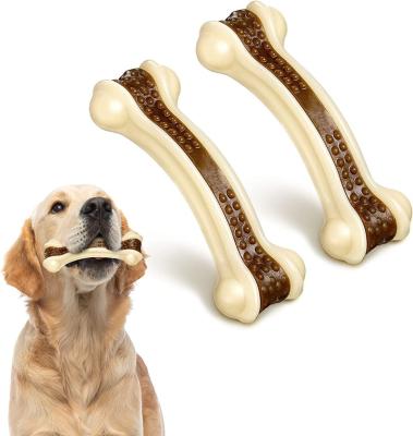 China Popular Dog Chew Toys for Chewers Aggressive Bone Toys Indestructible Nylon Beef Dog Teething Toys for L/M/S Puppy Breeds for sale