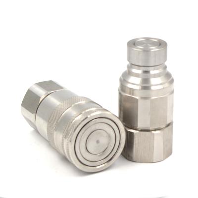 China Stainless Steel SS316 SS304 ISO 16028 1/4 Inch NPT BSP 2000 PSI Stainless Steel Flat Face Dry Cut Leak Free Quick Connect Fittings for sale