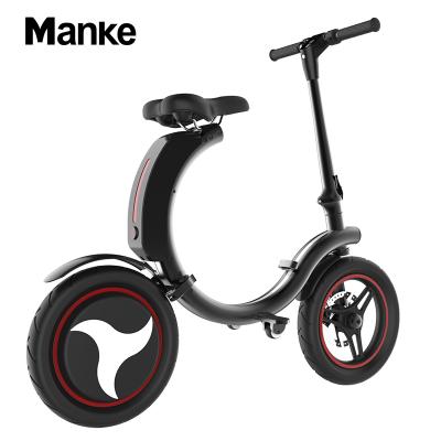 China High Quality Wholesale Price 14inch 450W Aluminum Alloy Manke MK114 Mini Foldable Crownwheel Light Electric Bicycle with APP Function for sale