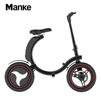 China Front And Rear Lights Manke MK114 2019 New Design E Bike 14 Inch Electric Scooter For Adults Full Kick Folding Bike for sale