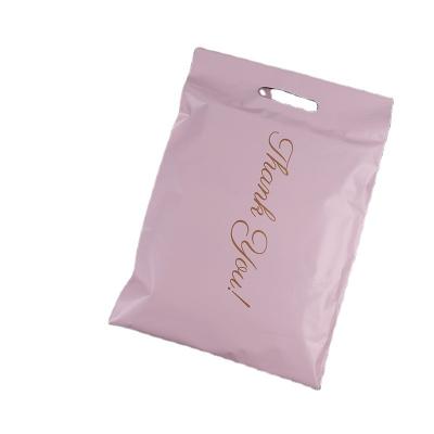 China Strong Adhesive In Stock Pink Thank You Apparel Tote Courier Shipping Bag With Poly Handle Custom Plastic Mailers Mailing Bags With Handle for sale