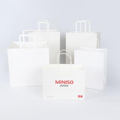 Κίνα Logo Printed Cheap Eco Recycle Custom Biodegradable Take Away Food Packaging White Brown Craft Paper Bags With Handles προς πώληση