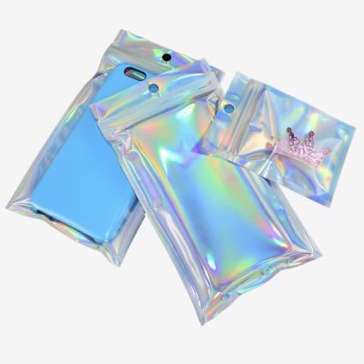 China One Side Moisture Proof Transparent Hologram Lock Mylar Hologram Small Zipper Bags for sale