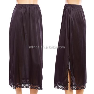 China Plus Size Plus Size Side Lace-Trim Half-Slip Long Slit Skirt for sale