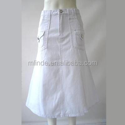 China Plus Size Plus Size Denim Casual Lattice A Line White Skirts Long Skirts Wholesale Plus Size Denim Long for sale