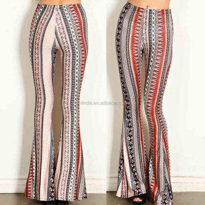 China New Breathable Breathable Pants BARS PRINT Pattern GYPSY UPPER FLANKS KNITS BELL BOTTOM PANTS 2018 New Arrivals for sale