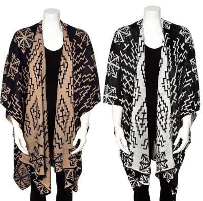 China CUSTOM S-3XL STYLE CARDIGAN CHIFFON TRIBAL AZTEC REVERSIBLE OVERALL KNITTED WOMEN ADULT PLUS SIZE REVERSIBLE PONCHO for sale