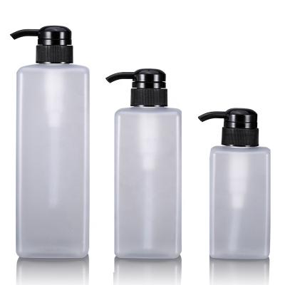 China 300ml 500ml 750ml Cosmetic Square PET Bottle Sanitizer Lotion Plastic Shower Gel Bottle for sale