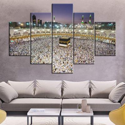 China Large Modern Islamic Canvas Picture Wall Art Muliti Panel Painting Modern Muslim Split Canvas for sale