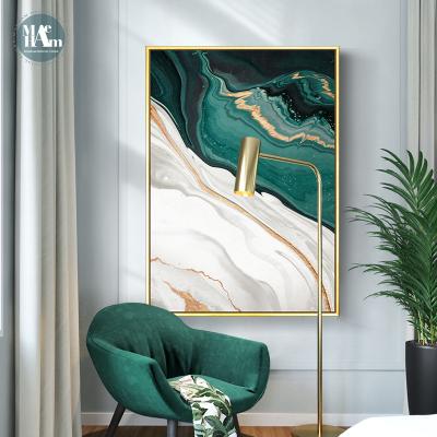 China Modern Abstract Lines Green Gold Foil Bedroom Art Paintings For Living Room Canvas Posters And Print Wall Poster Home Decor for sale