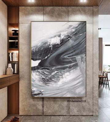 China Dafen Modern Handmade Black and White Hand Painted Abstract Oil Painting Modern Art Canvas Home Decoration Wall Oil Painting from Dafen Large for sale