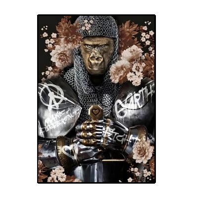 China Modern Wall Decor The Armor Gorilla Wearing Fighting Animal Picture Printed Canvas Painting Unframed for sale