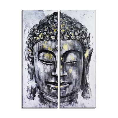 China Abstract Buddha Abstract Oil Painting Large 2 Pieces Modern Home Decor Oil Painting Wall Art Picture Hand Painted Factory Wholesale for sale