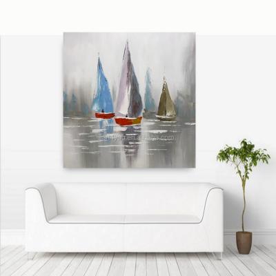 China Sailboat Oil Painting Abstract Handmade Wall Art Painting For Living Room Modern Home Decor Wall Decoration for sale