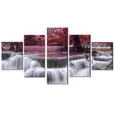 China Beautiful Modern Trees And Water Flowing Landscape Canvas Oil Painting Wall Art For Decor for sale