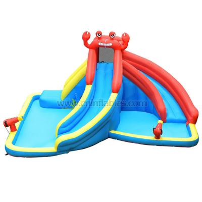 China Orient Inflatables Nylon Garden Crab Inflatable Water Slide With Double Slides n Pool for sale