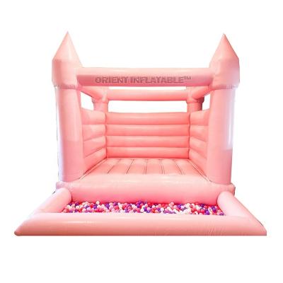 China Popular Hot Selling Mesh PVC Inflatable Pink Bouncer With White Bouncy Pool Castle With Swimming Pool For Sale for sale