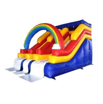 China PVC Orient Inflatables Custom Side Pool Inflatable Rainbow Water Slide With Double Slips n Slides for sale